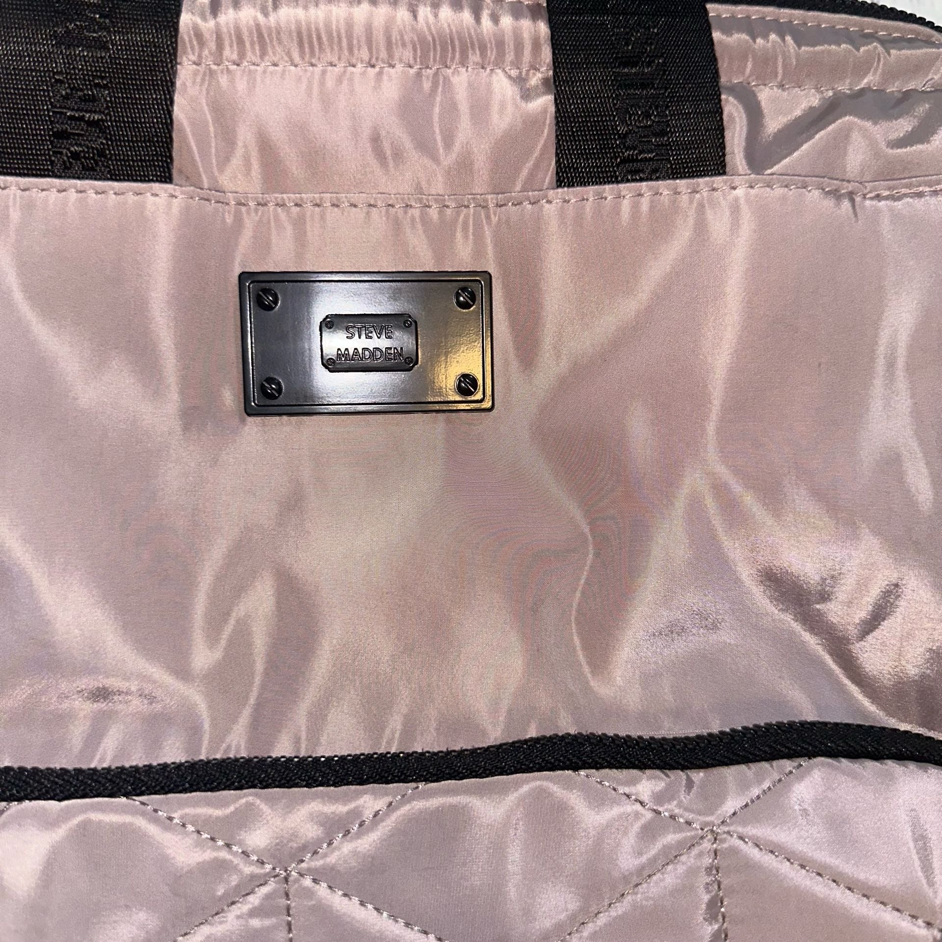 Steve Madden Quilted Geometric Backpack Taupe Gray Nylon 3