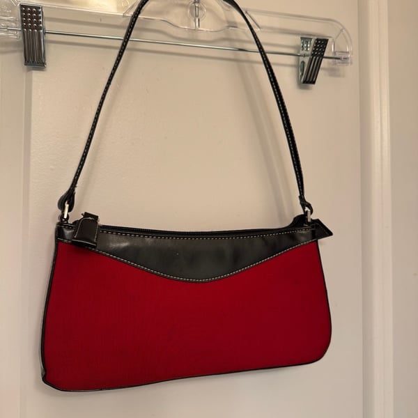 Vintage Inspired Red Black Shoulder Bag Y2K