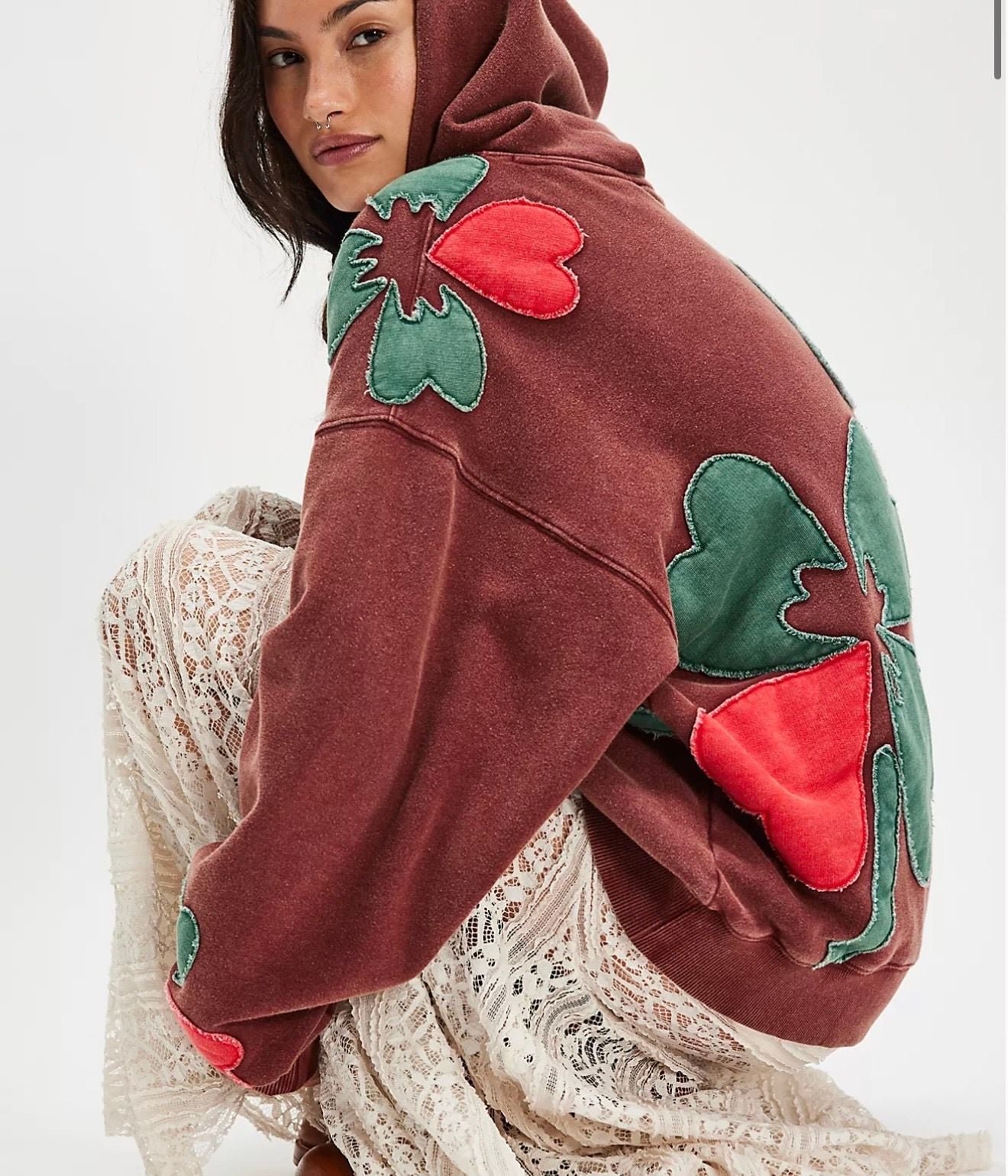 Free People We The Free It's A Vibe Flowers Hoodie size XSmall 4