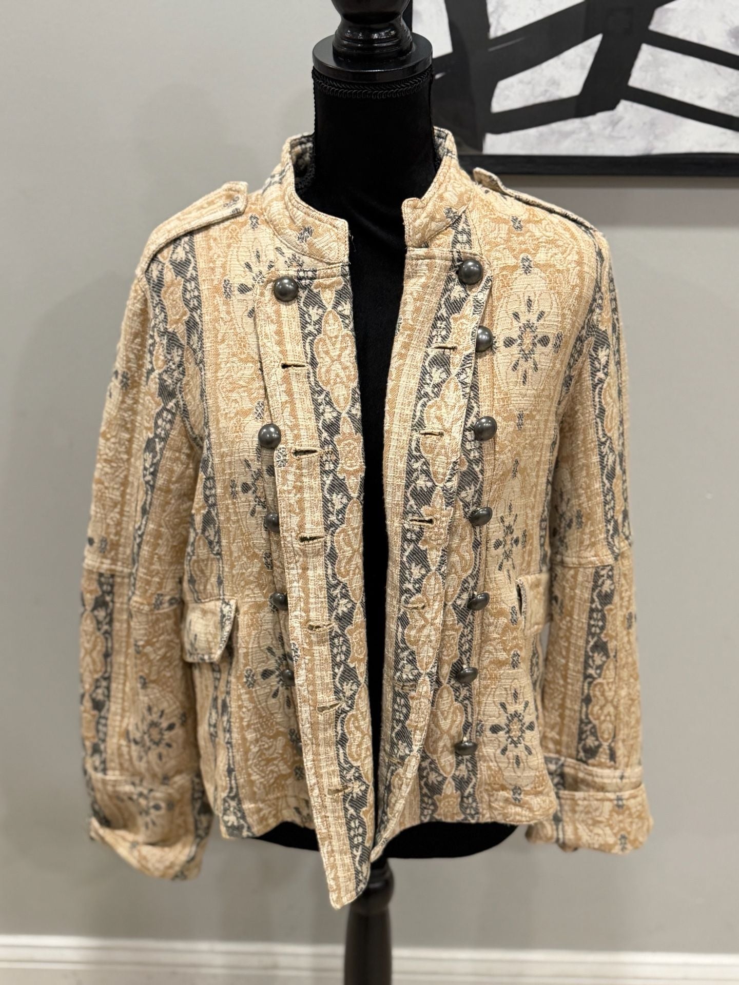 Free People Lotty Jacquard Band Jacket size Small 3