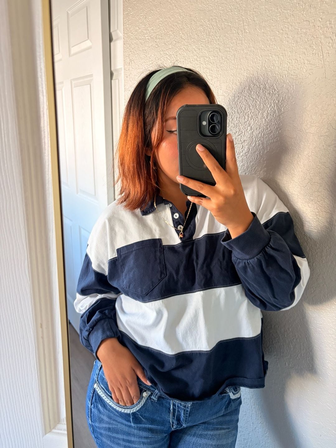 Y2K Vintage Rugby Polo Navy/White Preppy Oversized - Maurices M 2