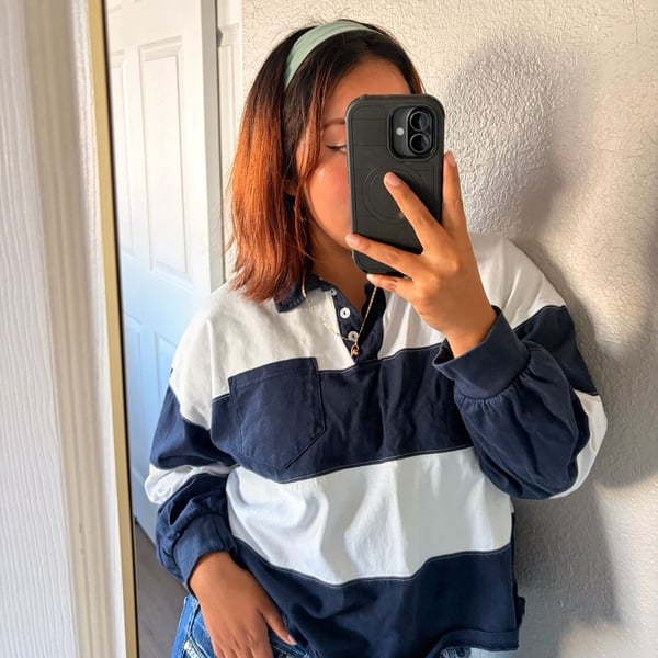 Y2K Vintage Rugby Polo Navy/White Preppy Oversized - Maurices M