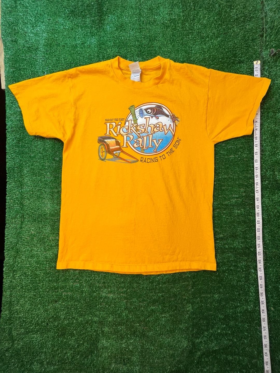 Fruit of the Loom Rickshaw Rally T-Shirt Size L Yellow Graphic Tee 4
