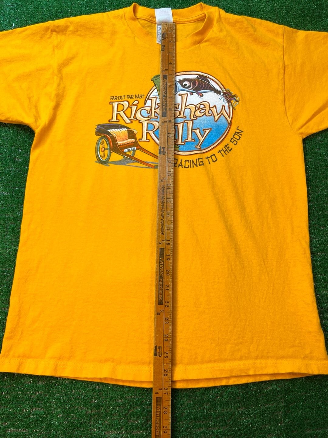Fruit of the Loom Rickshaw Rally T-Shirt Size L Yellow Graphic Tee 9