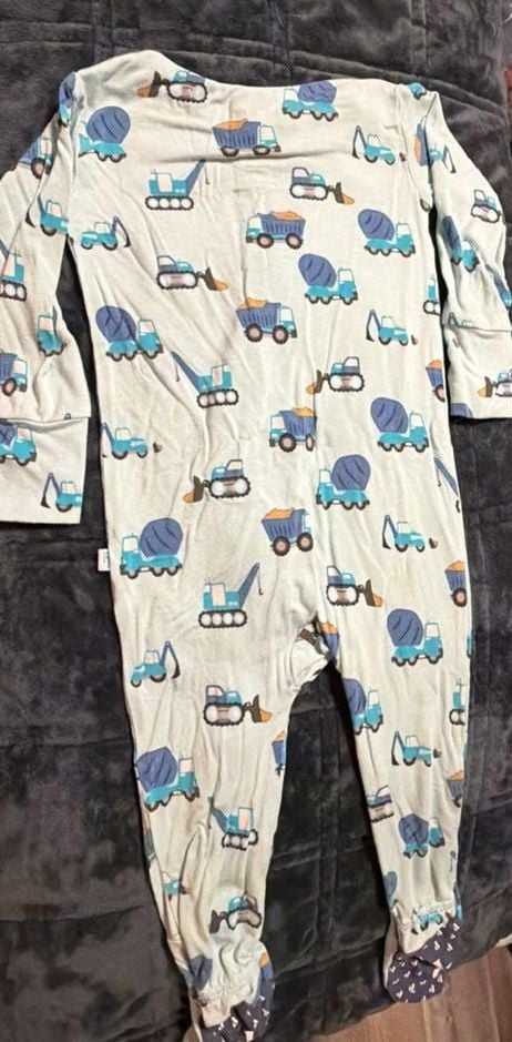 Posh Peanut Construction Vehicle Footed Sleep & Play Pajamas Size 6-9 Months 7