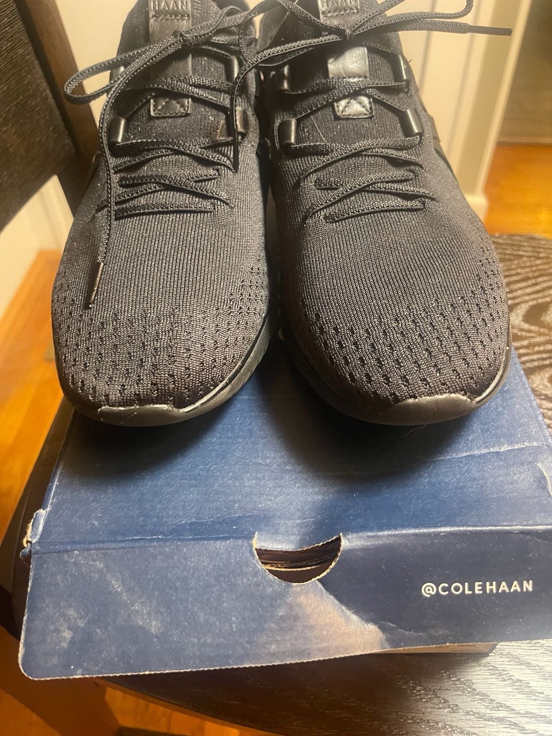 Cole Haan GrandMotion Sneakers Black Knit Leather New With Box 8
