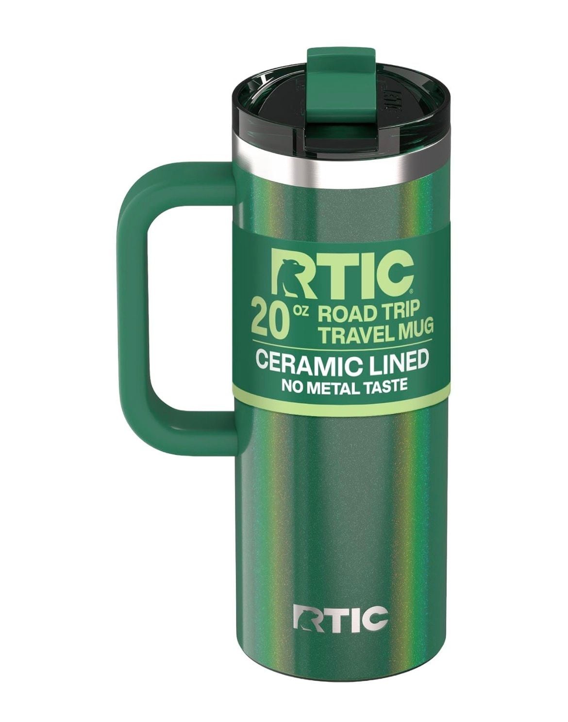 Rtic 20oz Road Trip Travel Mug, Lid and Handle, Pine Glitter 1