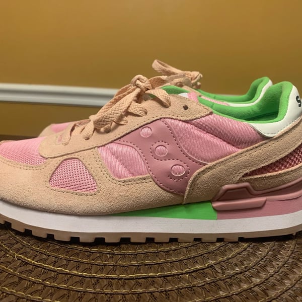 Saucony Women's S1108-844 Size 8.5 Pink Beige Green Running Shoes EUC