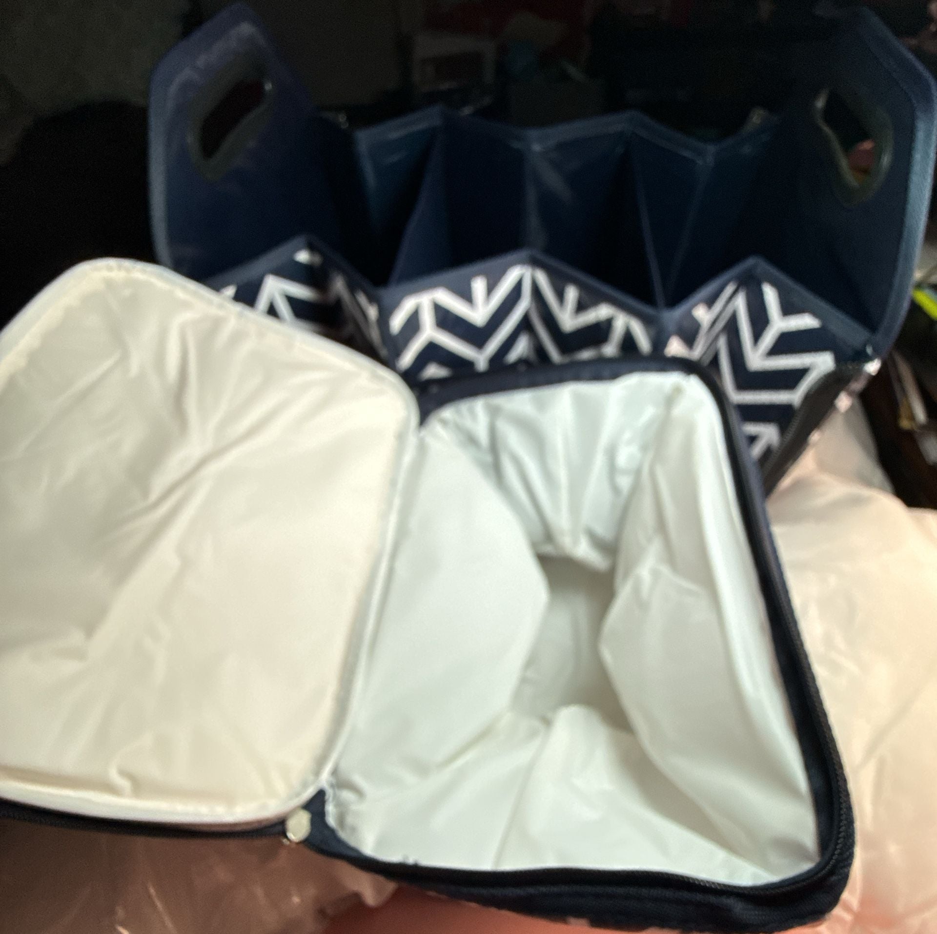 Foldable Car Storage Bag Insulated Cooler Organizer Navy Blue 1