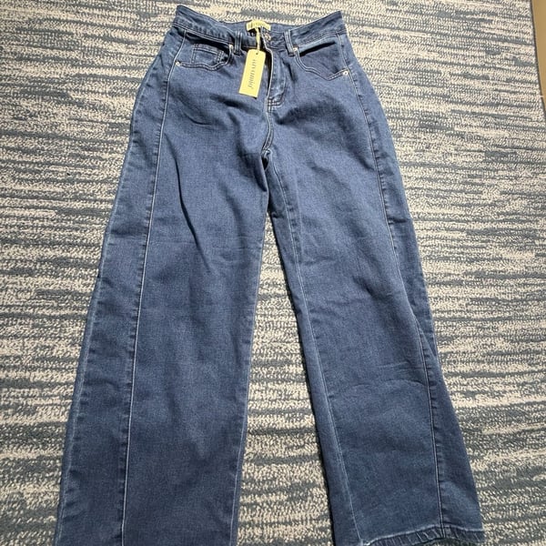 Luvamia Wide Leg Jeans Dark Blue Denim