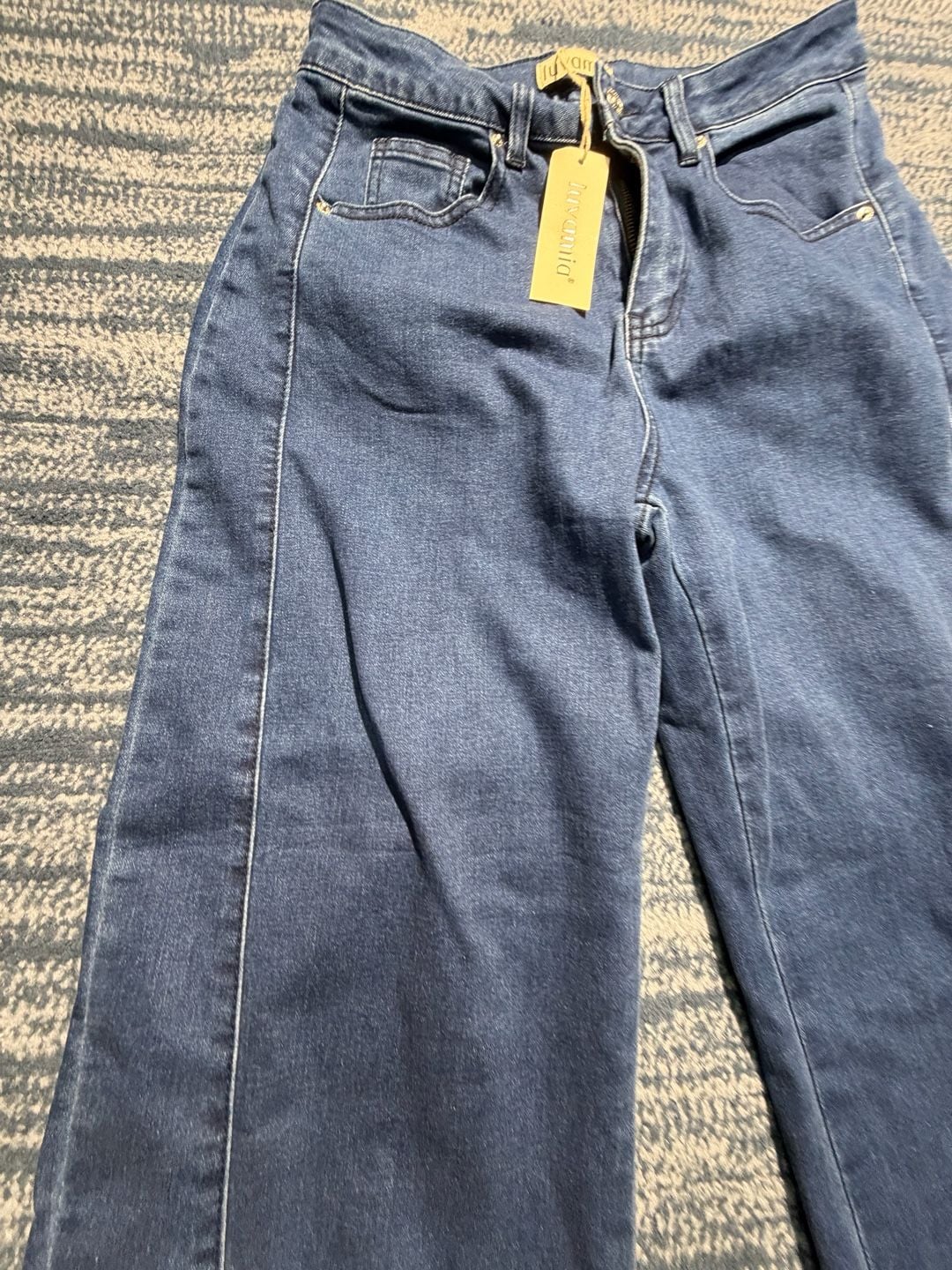 Luvamia Wide Leg Jeans Dark Blue Denim 4