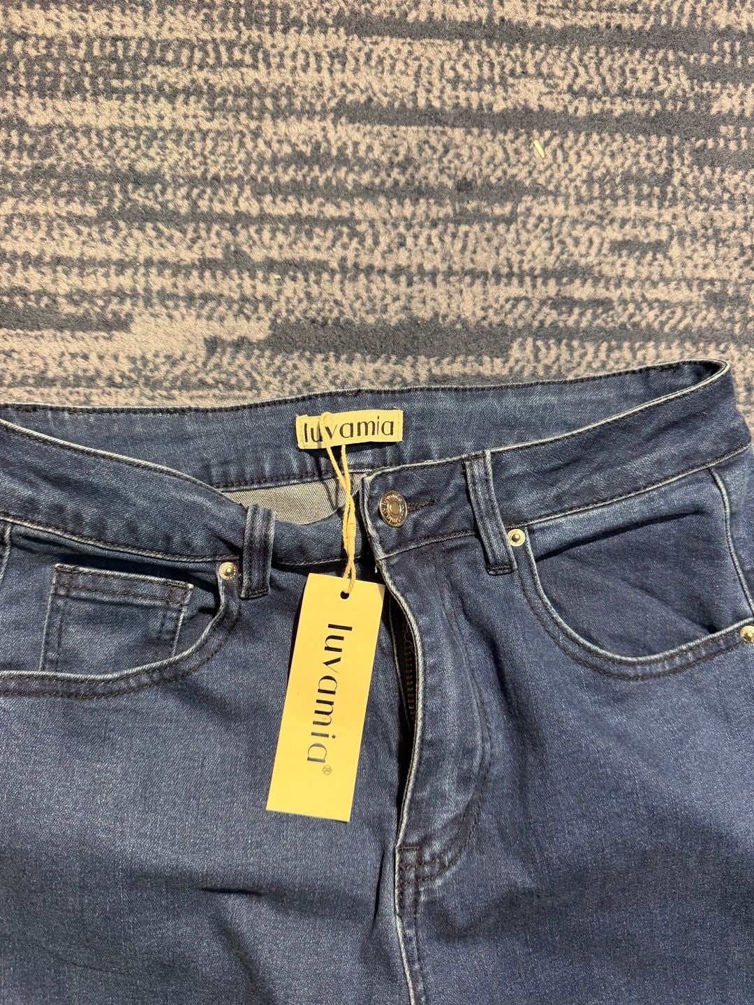 Luvamia Wide Leg Jeans Dark Blue Denim 5