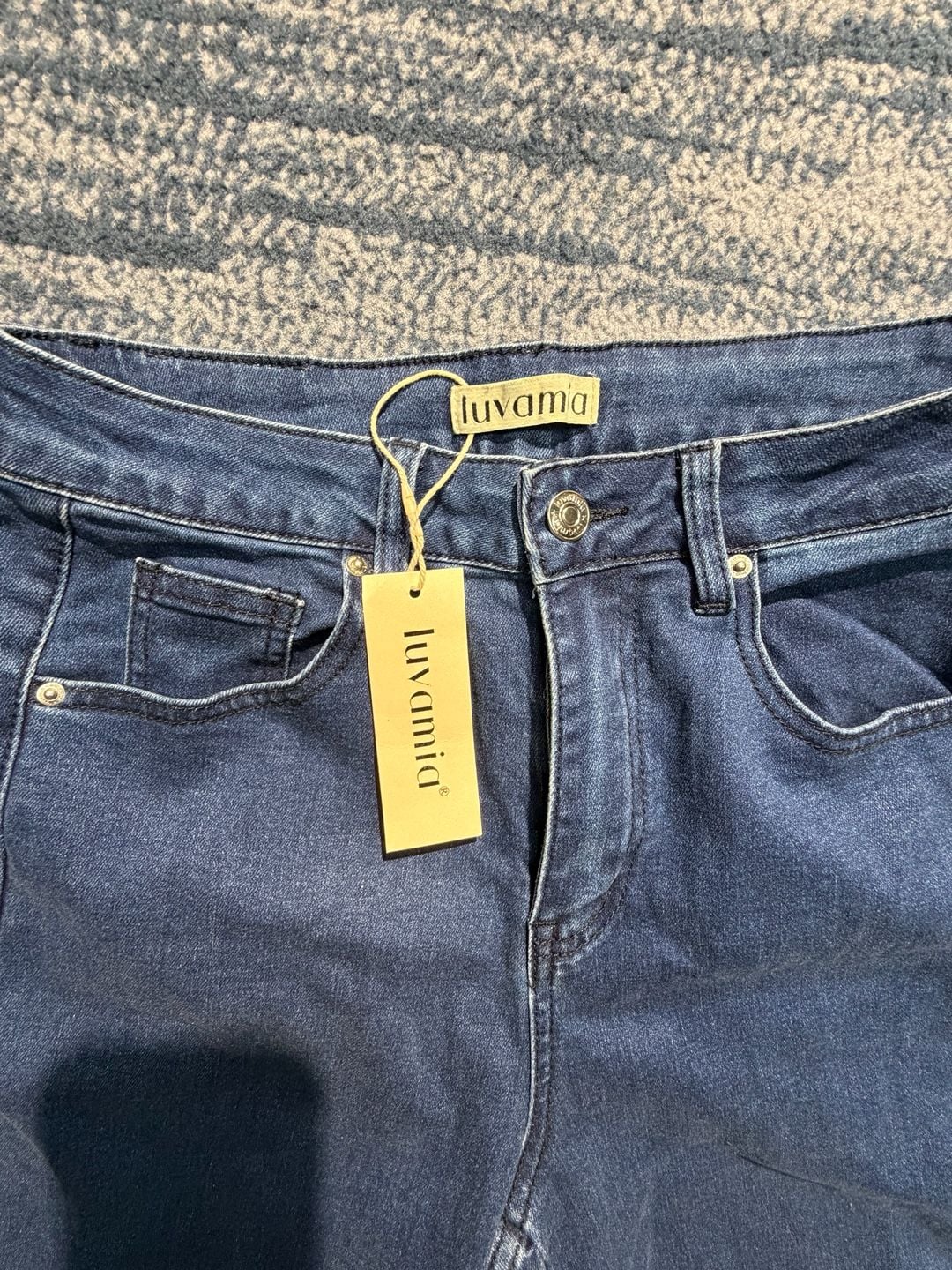 Luvamia Wide Leg Jeans Dark Blue Denim 8