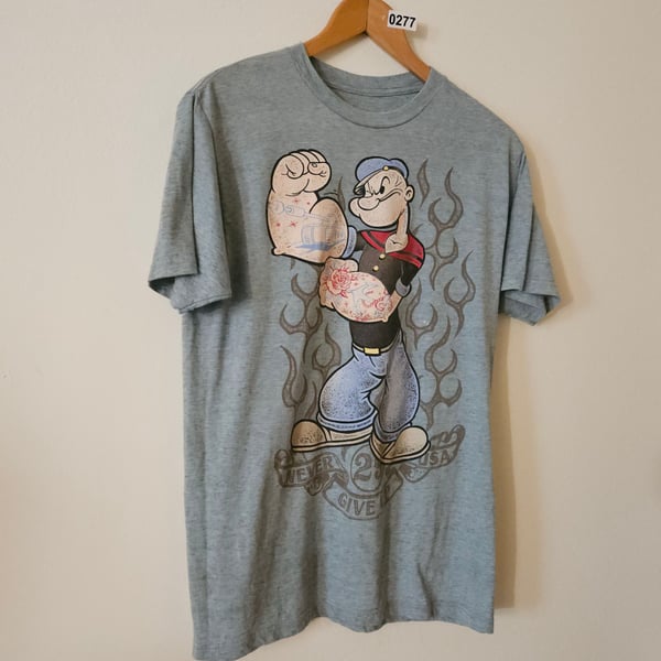 Popeye Tattoo Graphic T-Shirt Gray 277