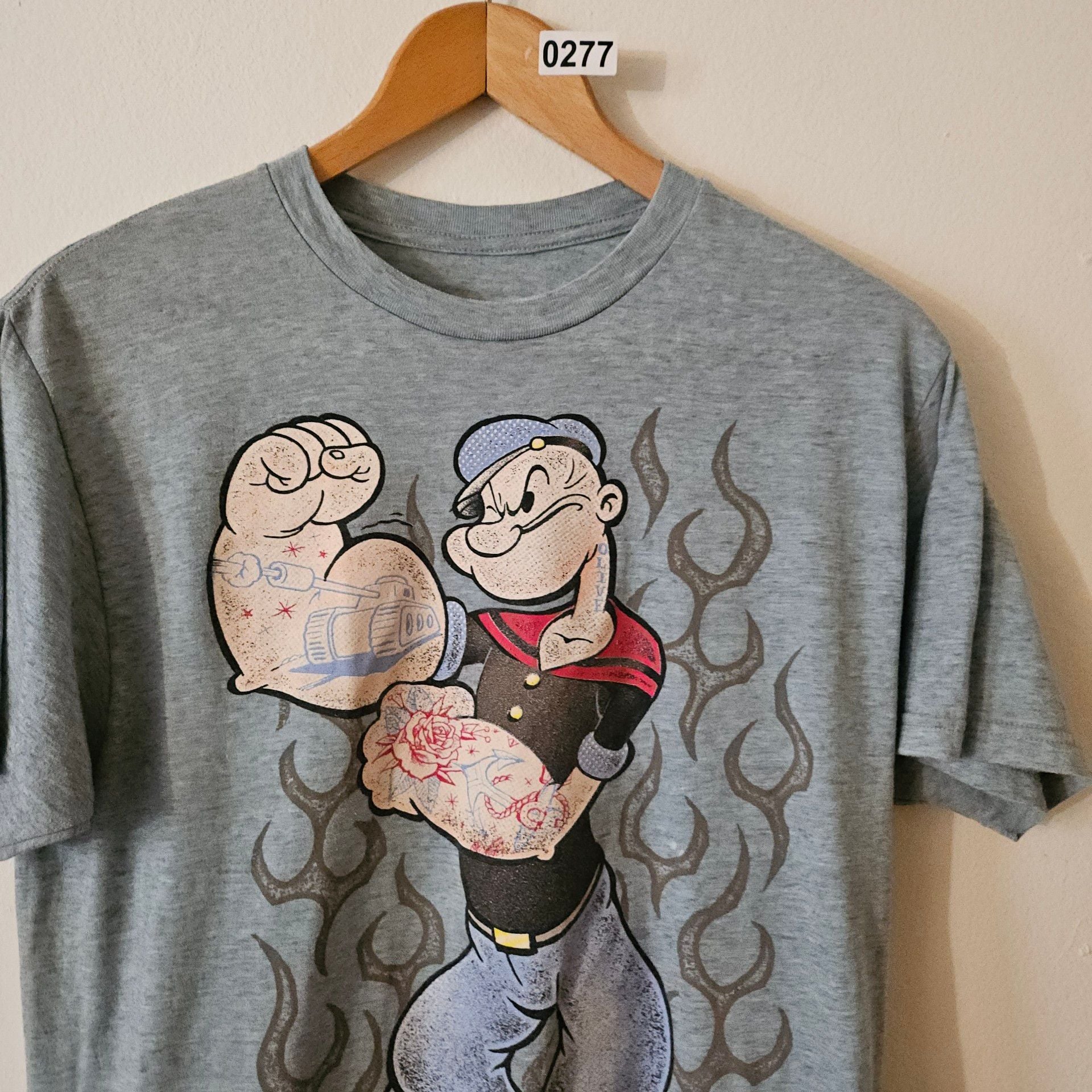 Popeye Tattoo Graphic T-Shirt Gray 277 3