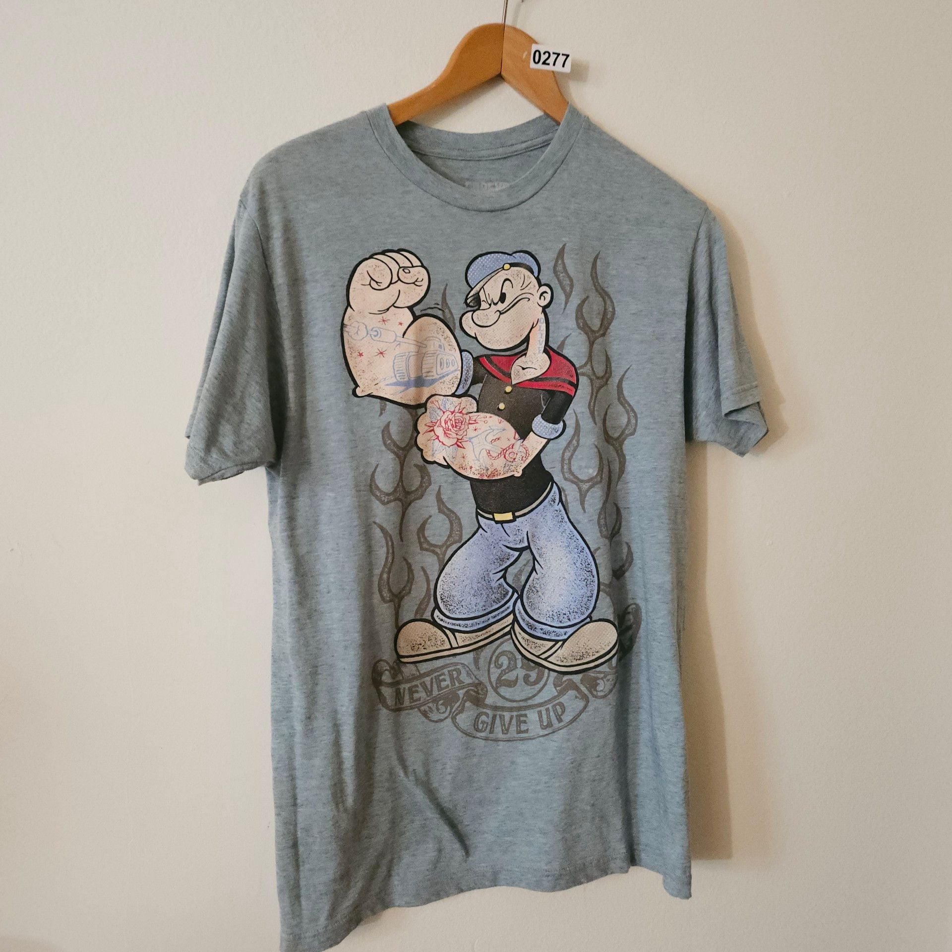 Popeye Tattoo Graphic T-Shirt Gray 277 5