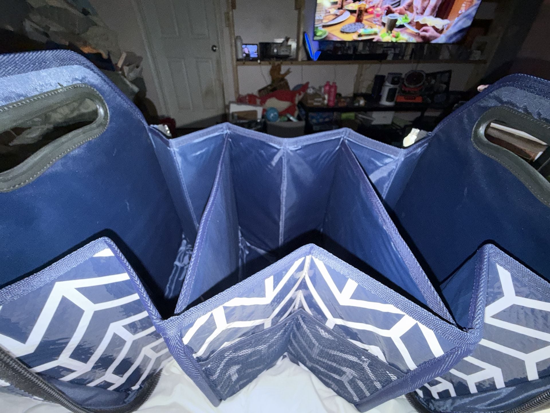 Foldable Car Storage Bag Insulated Cooler Organizer Navy Blue 5