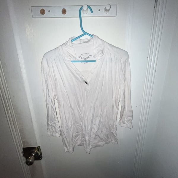 Sonoma Life + Style Henley Top Size L White Cotton Modal
