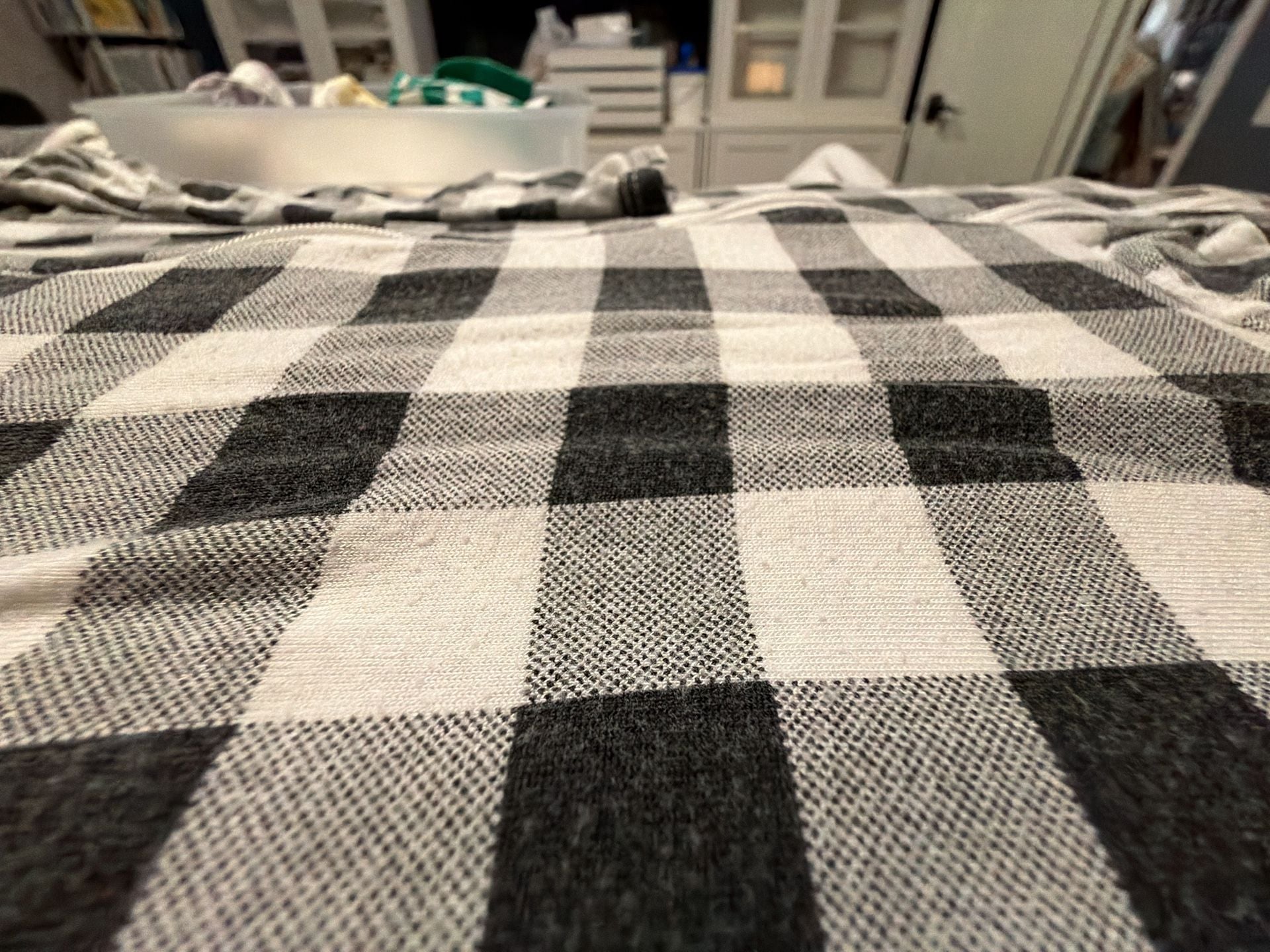 Spearmint Love Black and White Checkered Long Sleeve Romper 18-24m 5