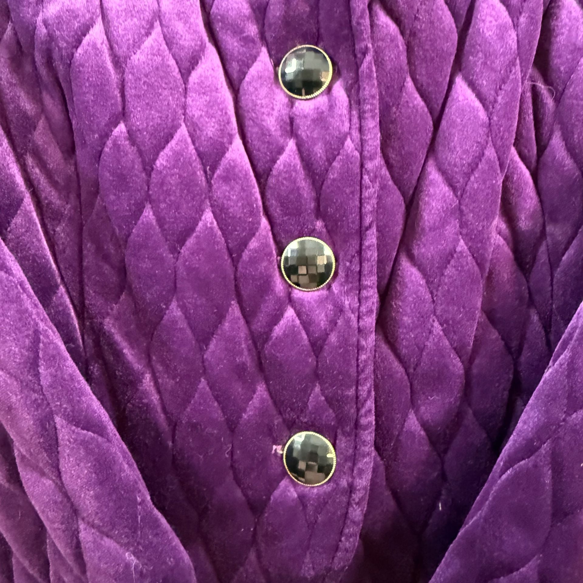Vintage 80s MA Studio Purple Quilted Velour Jacket Women’s Medium USA Made 3