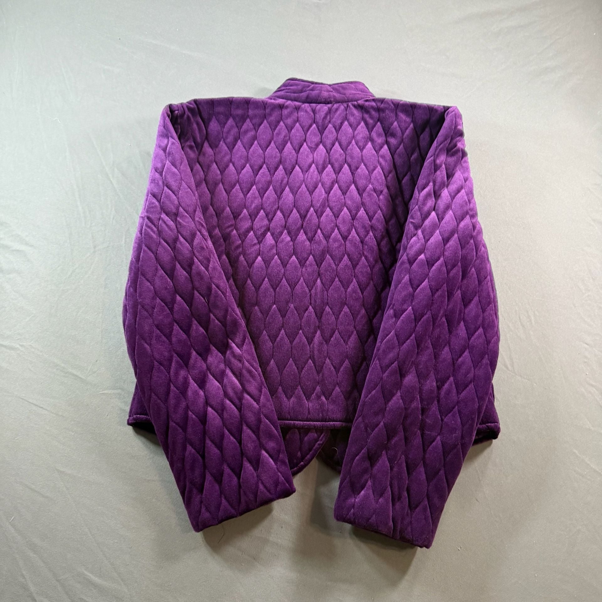 Vintage 80s MA Studio Purple Quilted Velour Jacket Women’s Medium USA Made 10