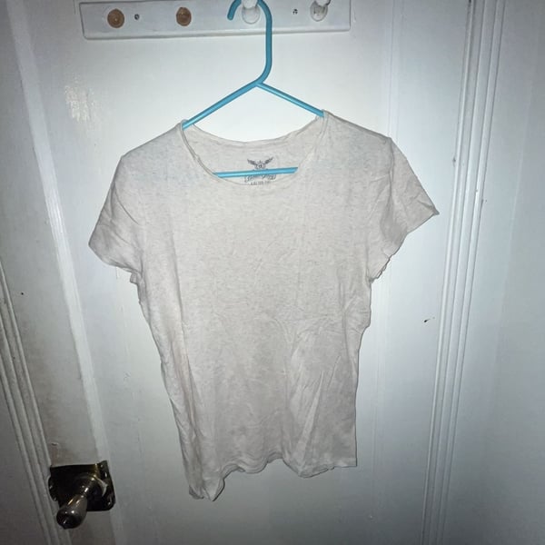 Faded Glory Short Sleeve T-Shirt Size L (12-14) Light Grey Marled