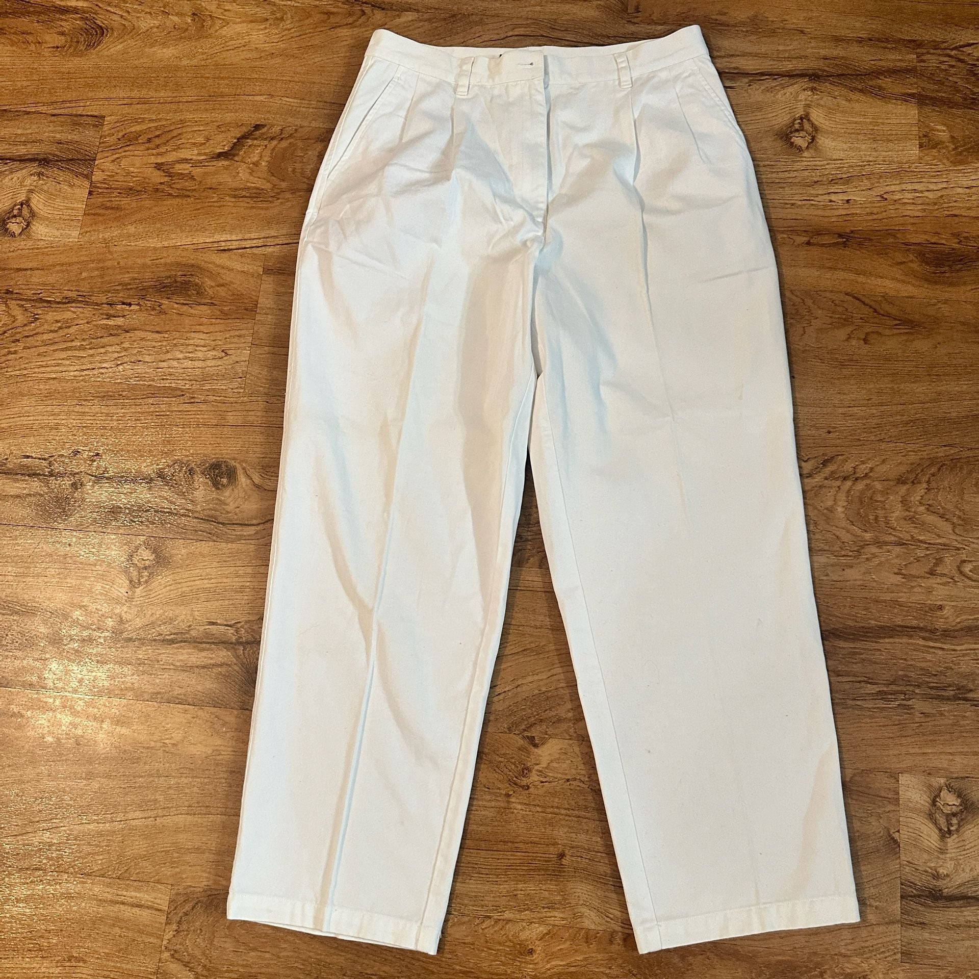 Lauren Ralph Lauren White Cotton Pleated Pants Size 14 2