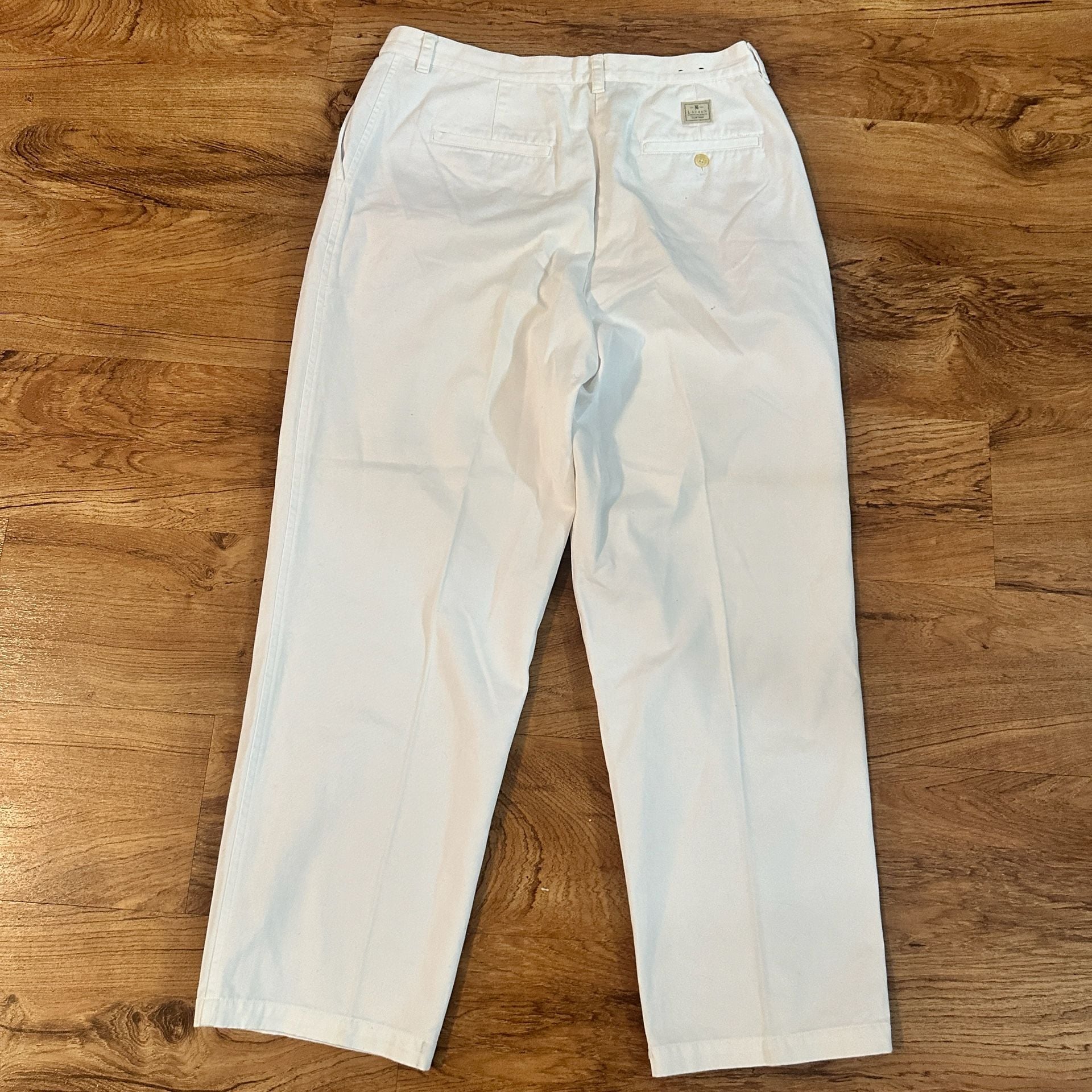 Lauren Ralph Lauren White Cotton Pleated Pants Size 14 6