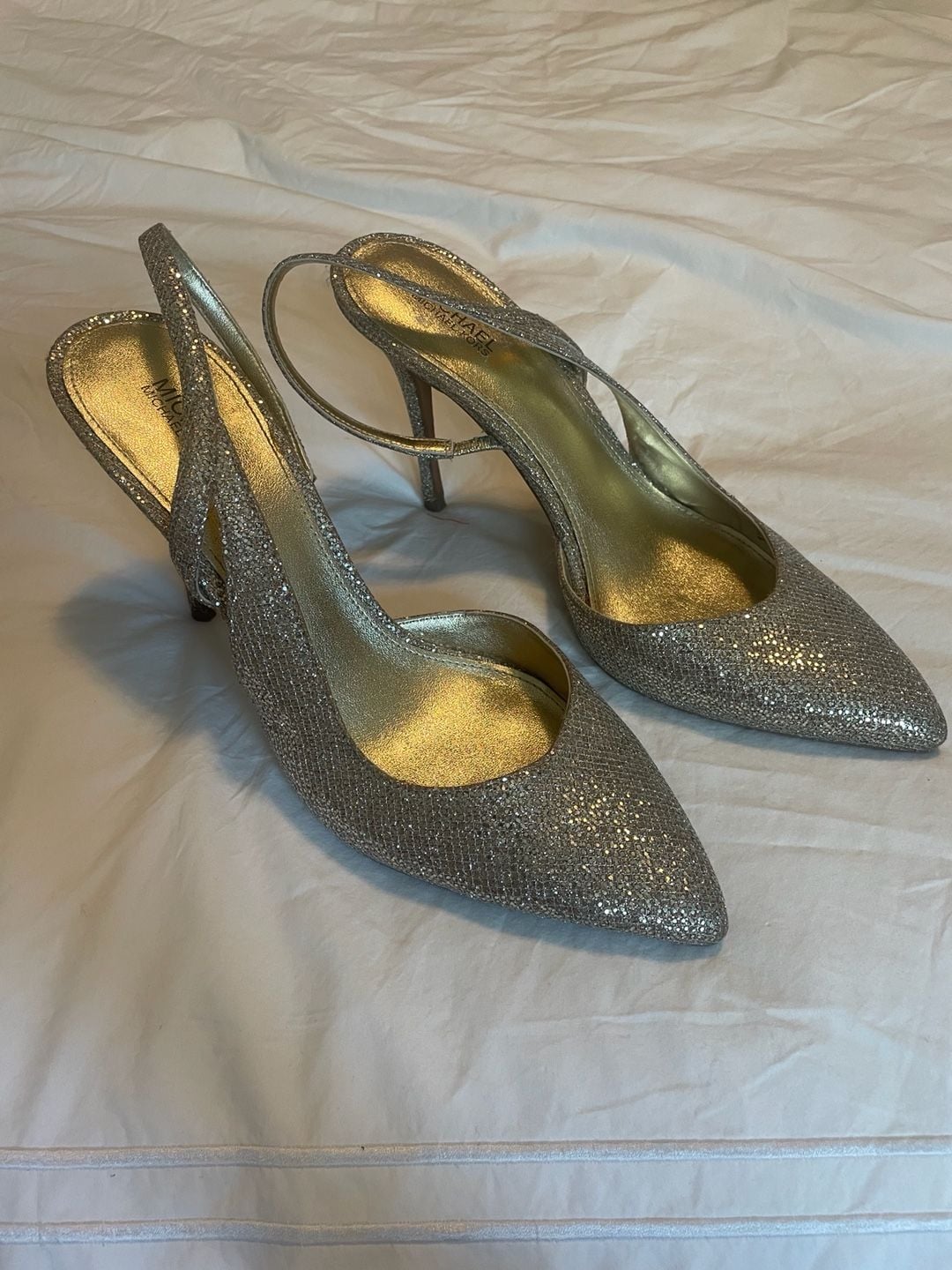 Michael Kors Eliza Silver Glitter Slingback Pumps 2