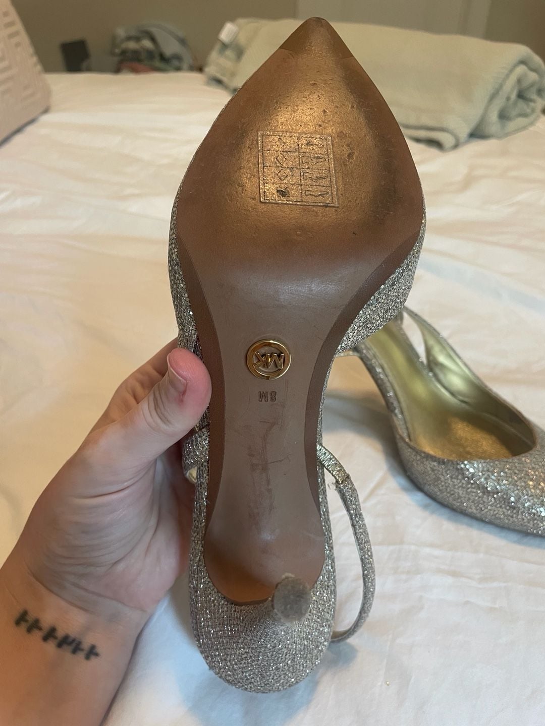 Michael Kors Eliza Silver Glitter Slingback Pumps 5