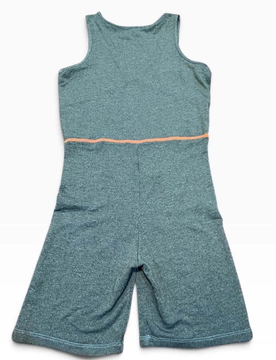 NWT Sundry Workout Romper Size 1 Heather Green Orange Stitching Active Jumpsuit 7