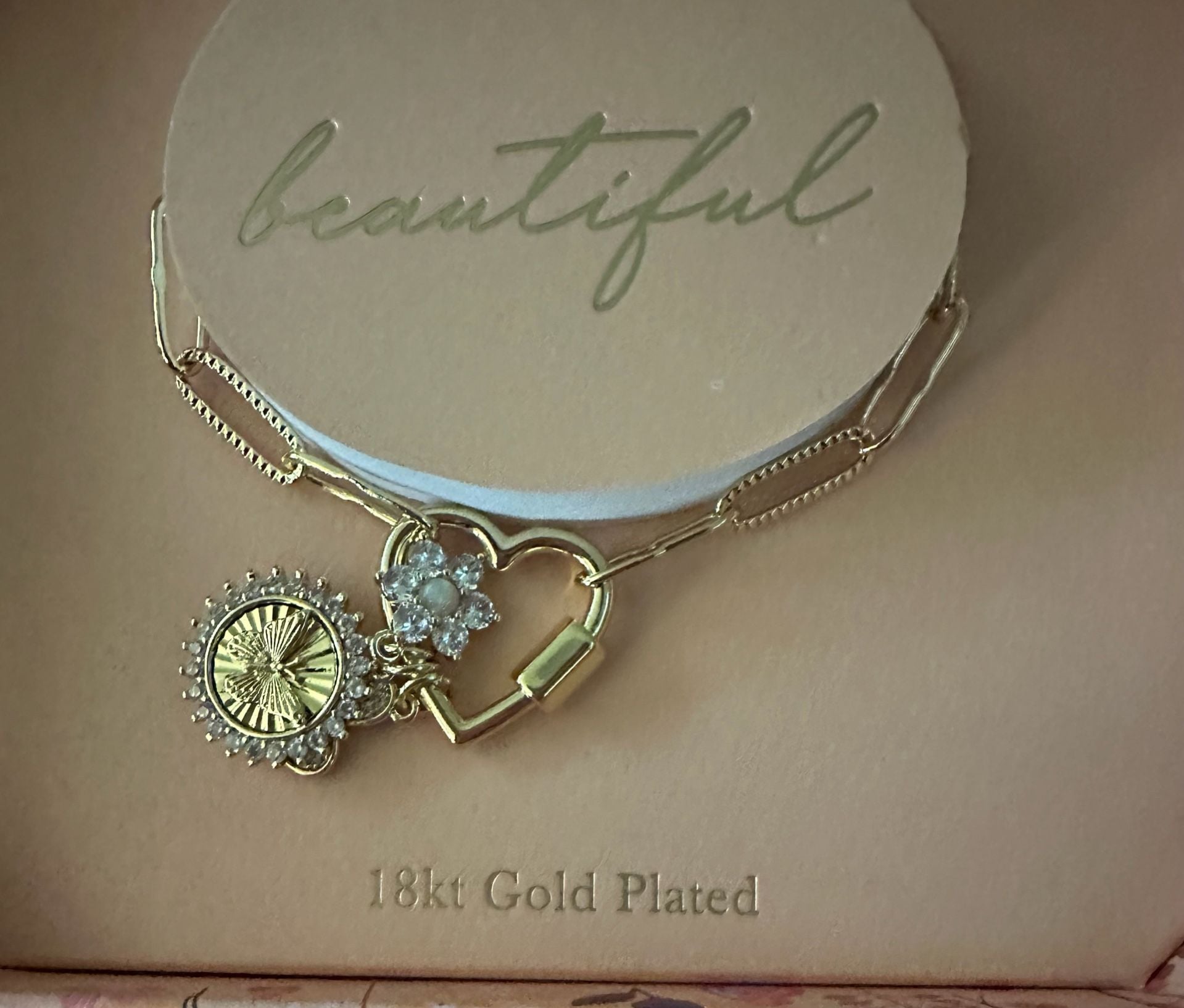 Brilliance 18K Gold Plated Charm Necklace with Heart and Butterfly Pendant 4