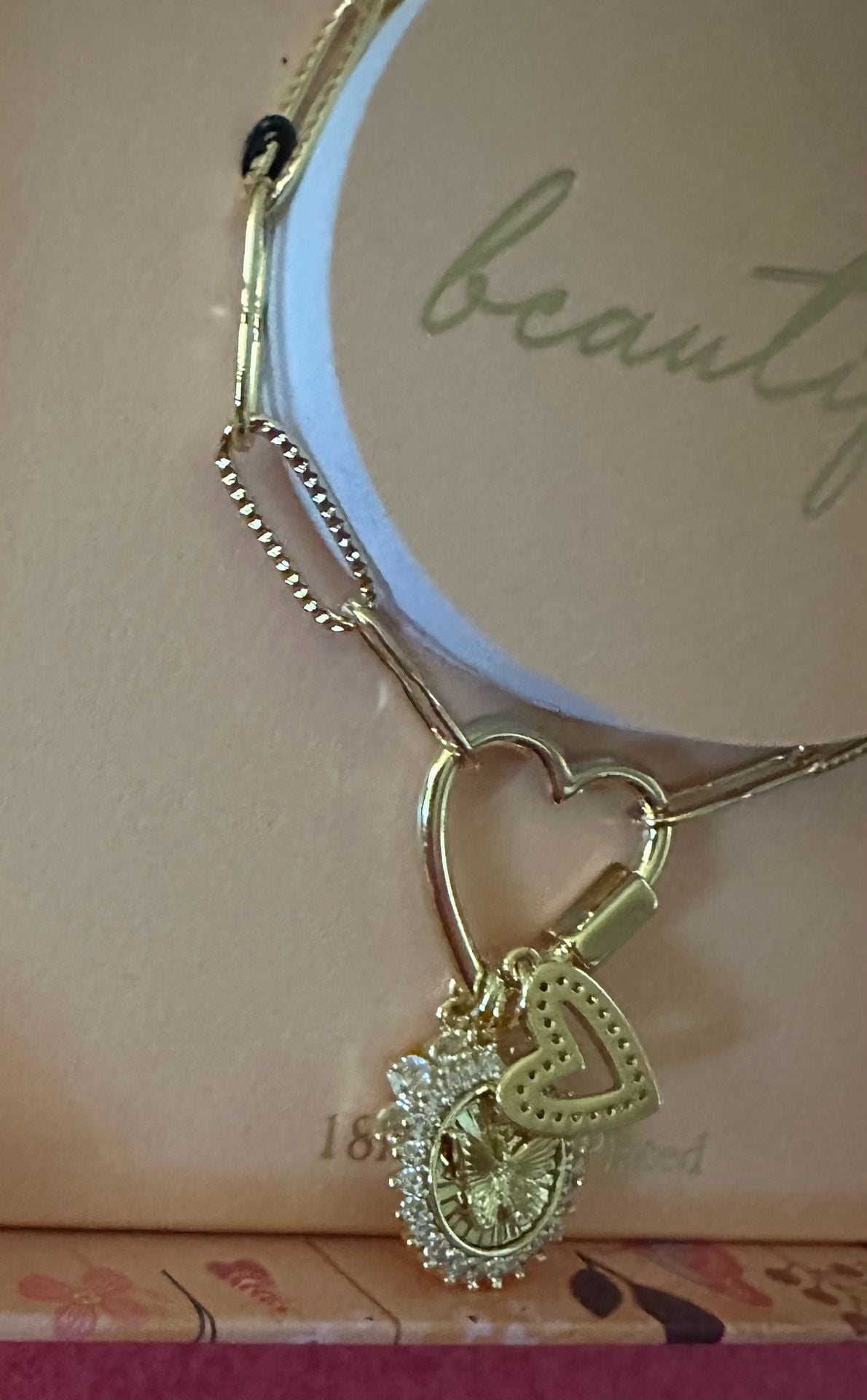 Brilliance 18K Gold Plated Charm Necklace with Heart and Butterfly Pendant 5