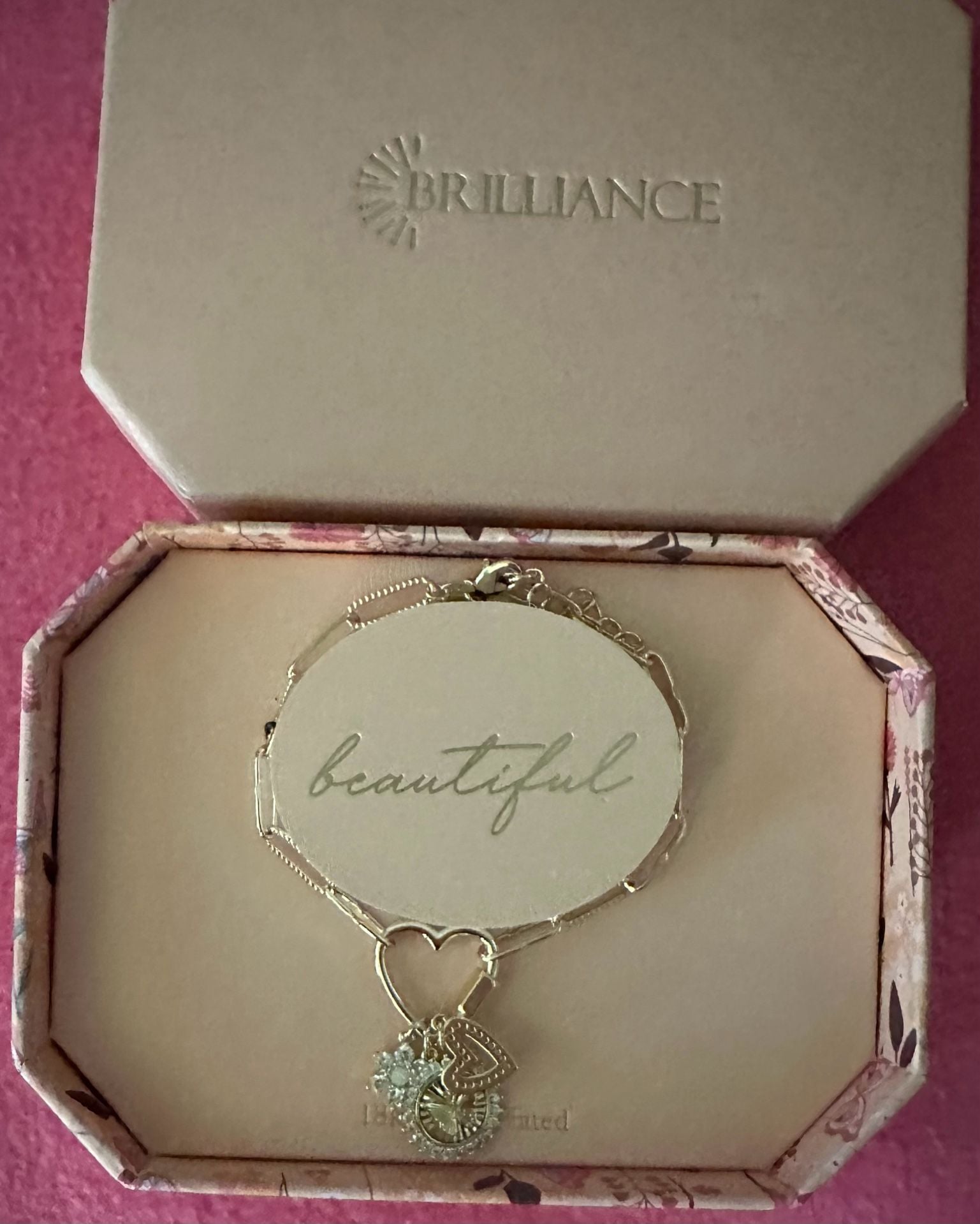 Brilliance 18K Gold Plated Charm Necklace with Heart and Butterfly Pendant 6
