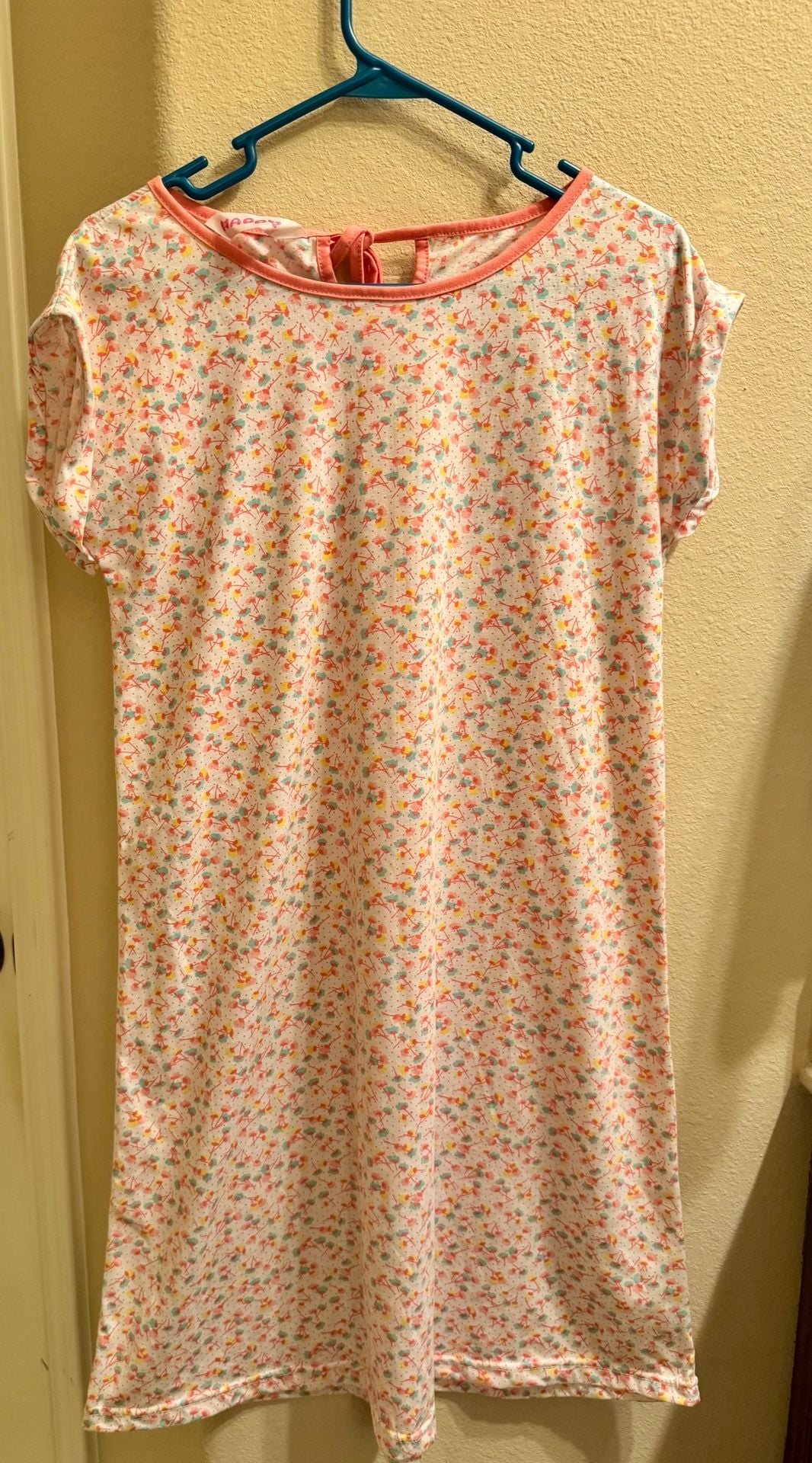 Happy Floral Short Sleeve Nightgown Pink Peach Short Sleeve Nightgown 2
