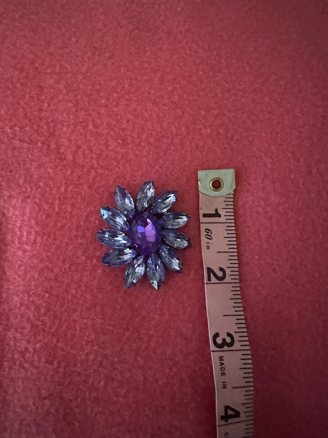 Vintage Purple Crystal Flower Rhinestone Brooch Pin 2.5"" 4
