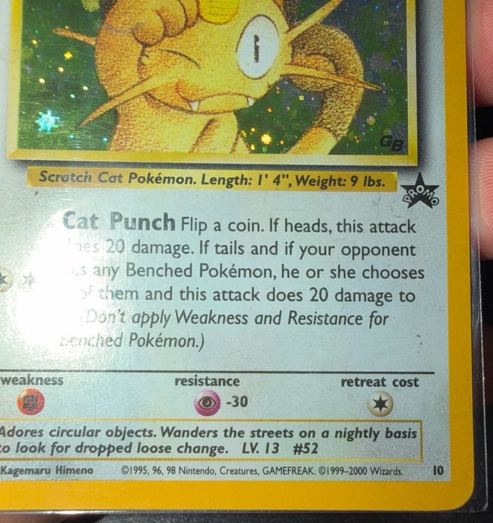 Pokemon Meowth Black Star Promo Holofoil Card #10 5