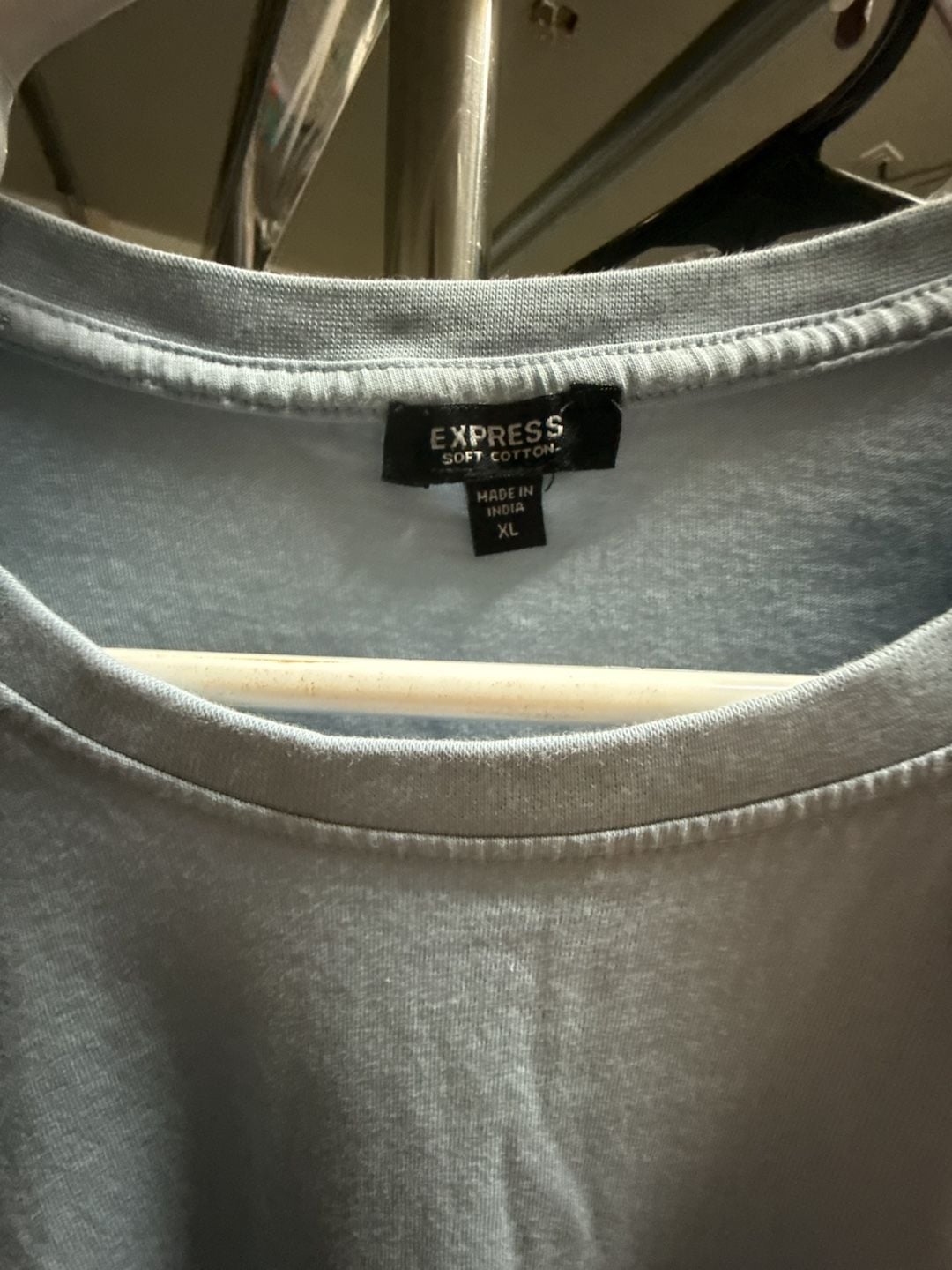 Express Soft Cotton T-Shirt Size XL Light Blue Logo 4