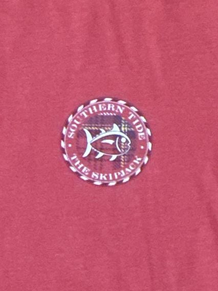 Southern Tide Men’s Plaid SJ Medallion Heather Long Sleeve Tee S Red 4