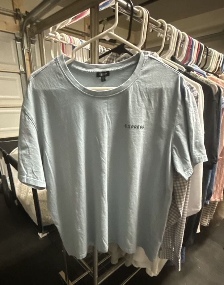 Express Soft Cotton T-Shirt Size XL Light Blue Logo 2