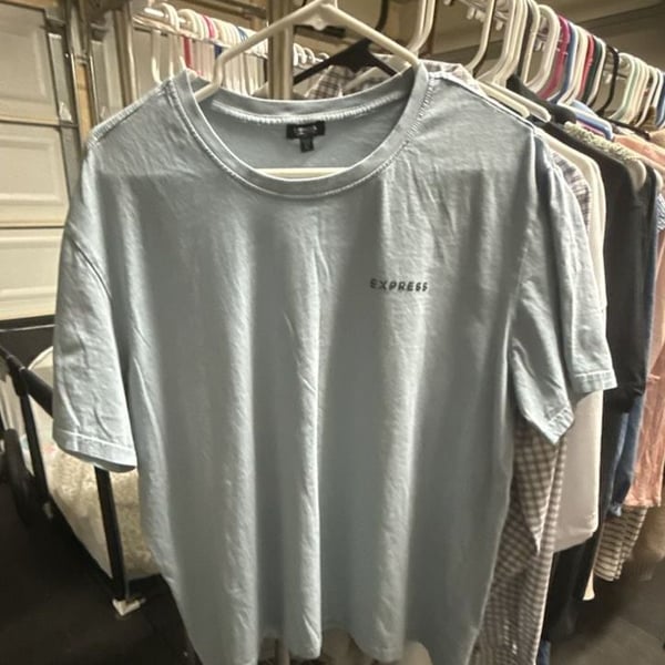 Express Soft Cotton T-Shirt Size XL Light Blue Logo