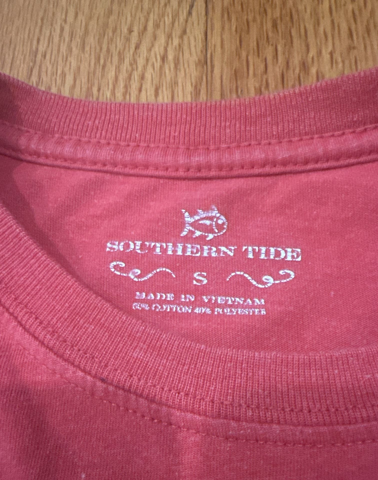 Southern Tide Men’s Plaid SJ Medallion Heather Long Sleeve Tee S Red 5