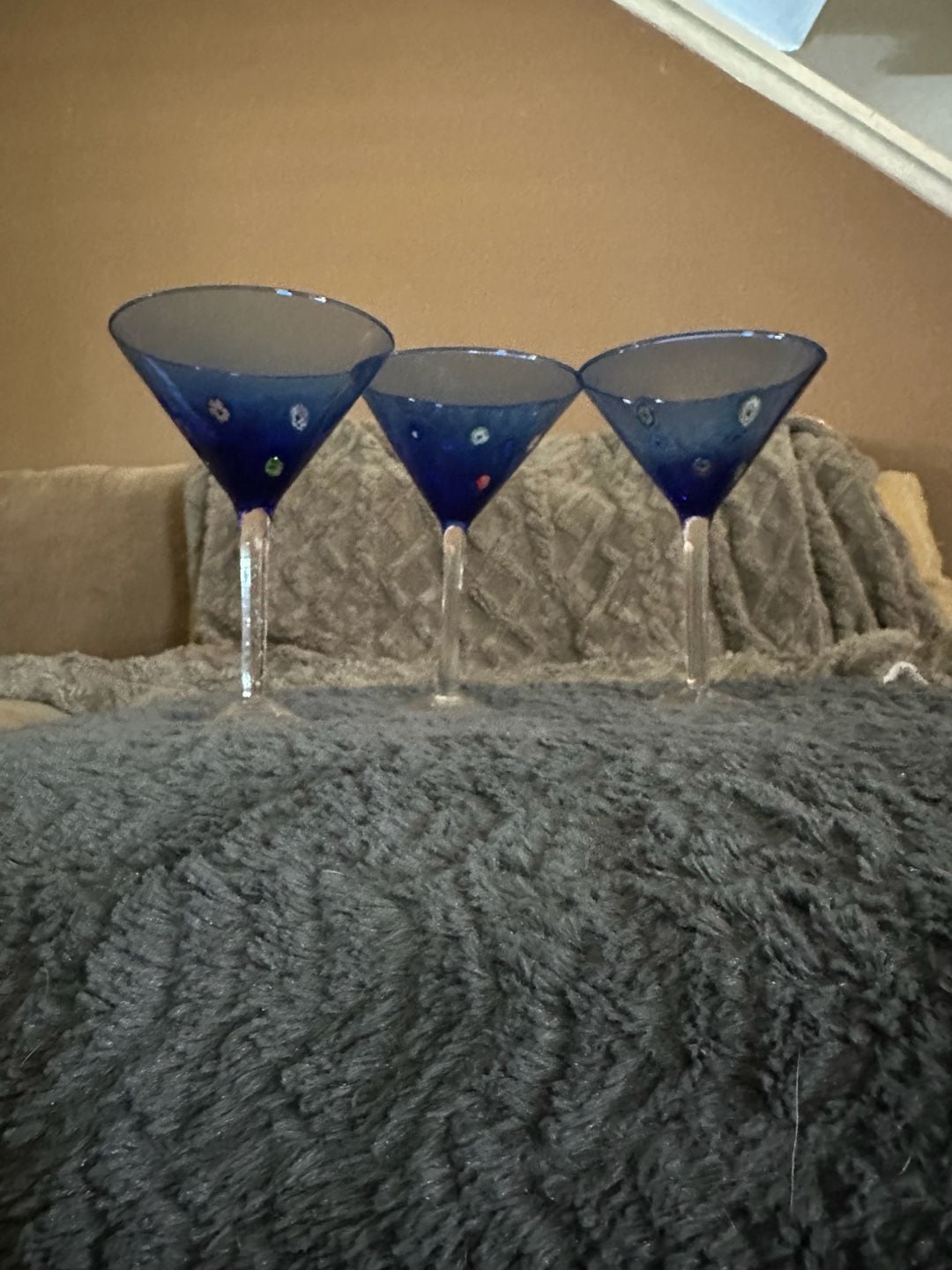 Blue Millefiori Martini Glasses Set of 3 2