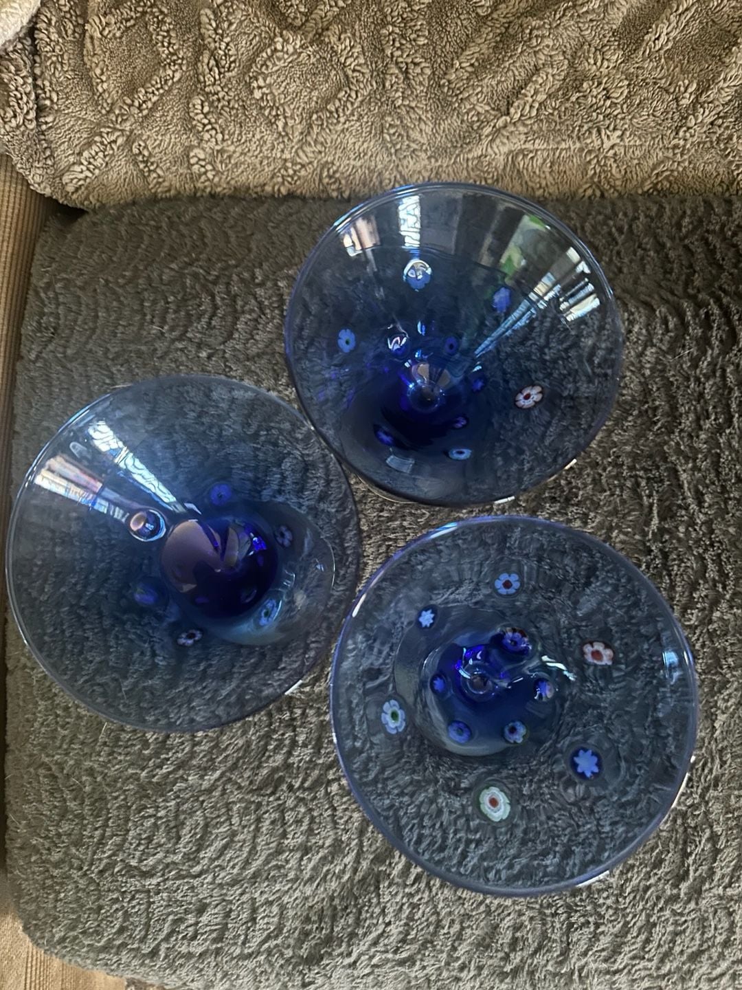 Blue Millefiori Martini Glasses Set of 3 5