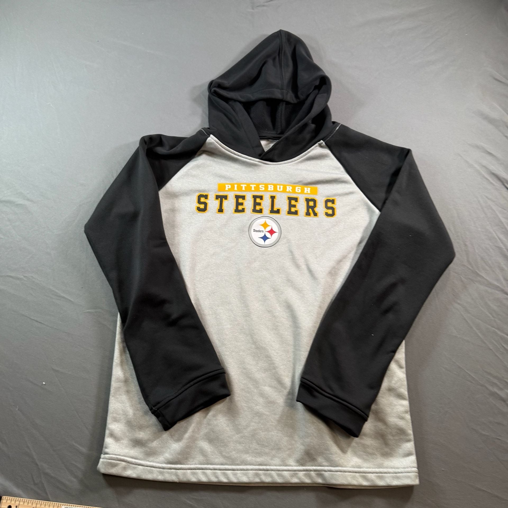 Pittsburgh Steelers NFL Black Gray Performance Hoodie Pullover Youth 2