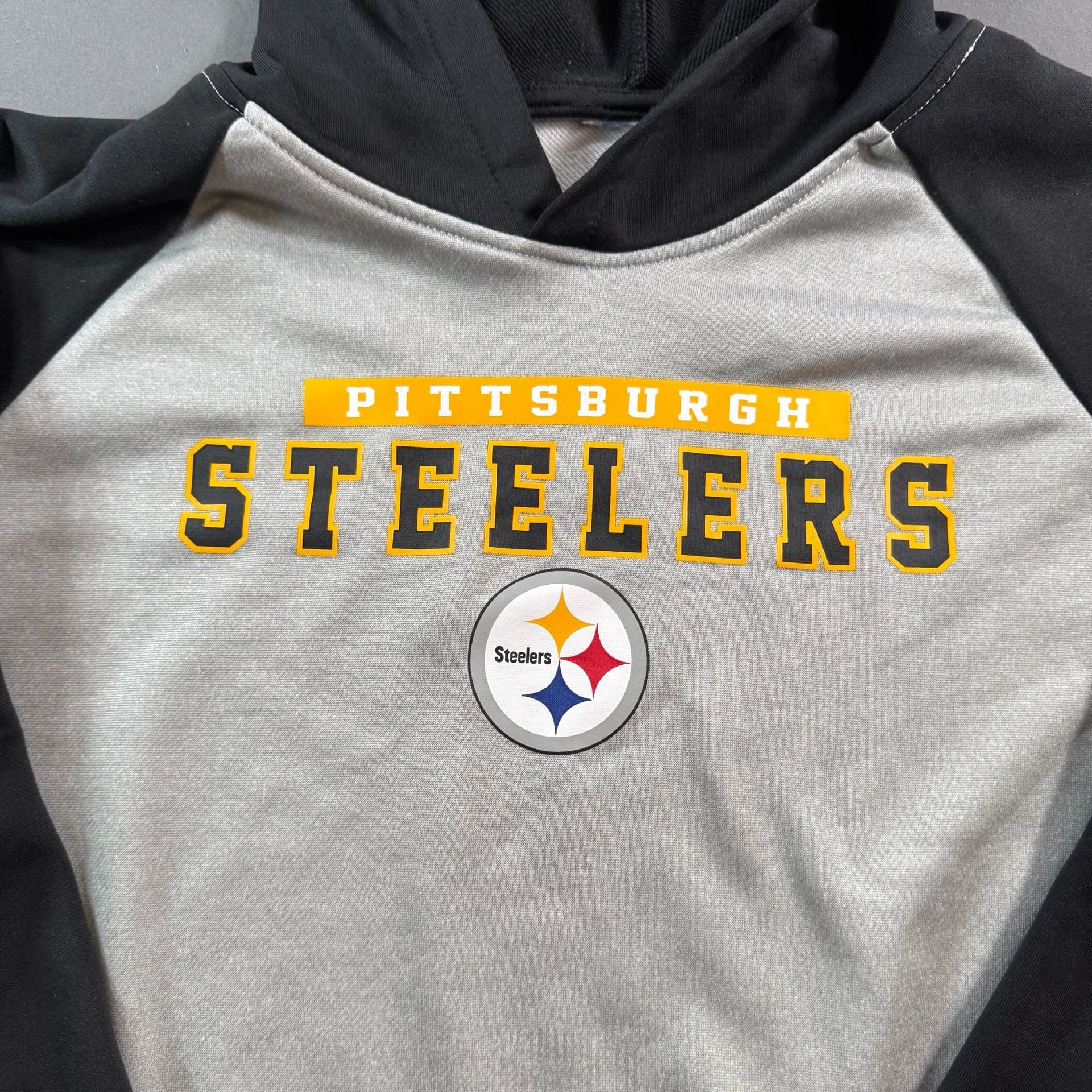 Pittsburgh Steelers NFL Black Gray Performance Hoodie Pullover Youth 3