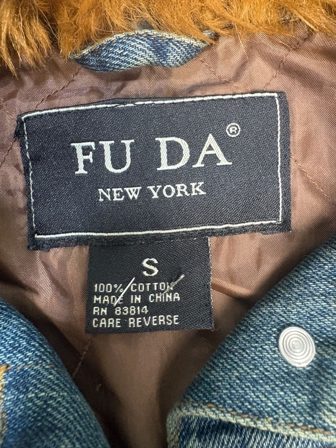 FU DA New York Womens S Denim Vest Faux Fur Trim Y2K Western Boho Jean 4