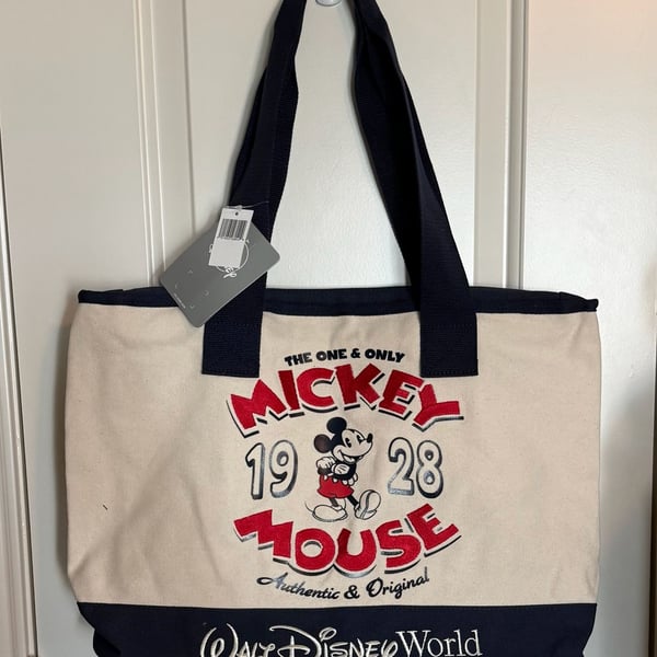 Disney Mickey Mouse 1928 Canvas Zip Tote Bag Walt Disney