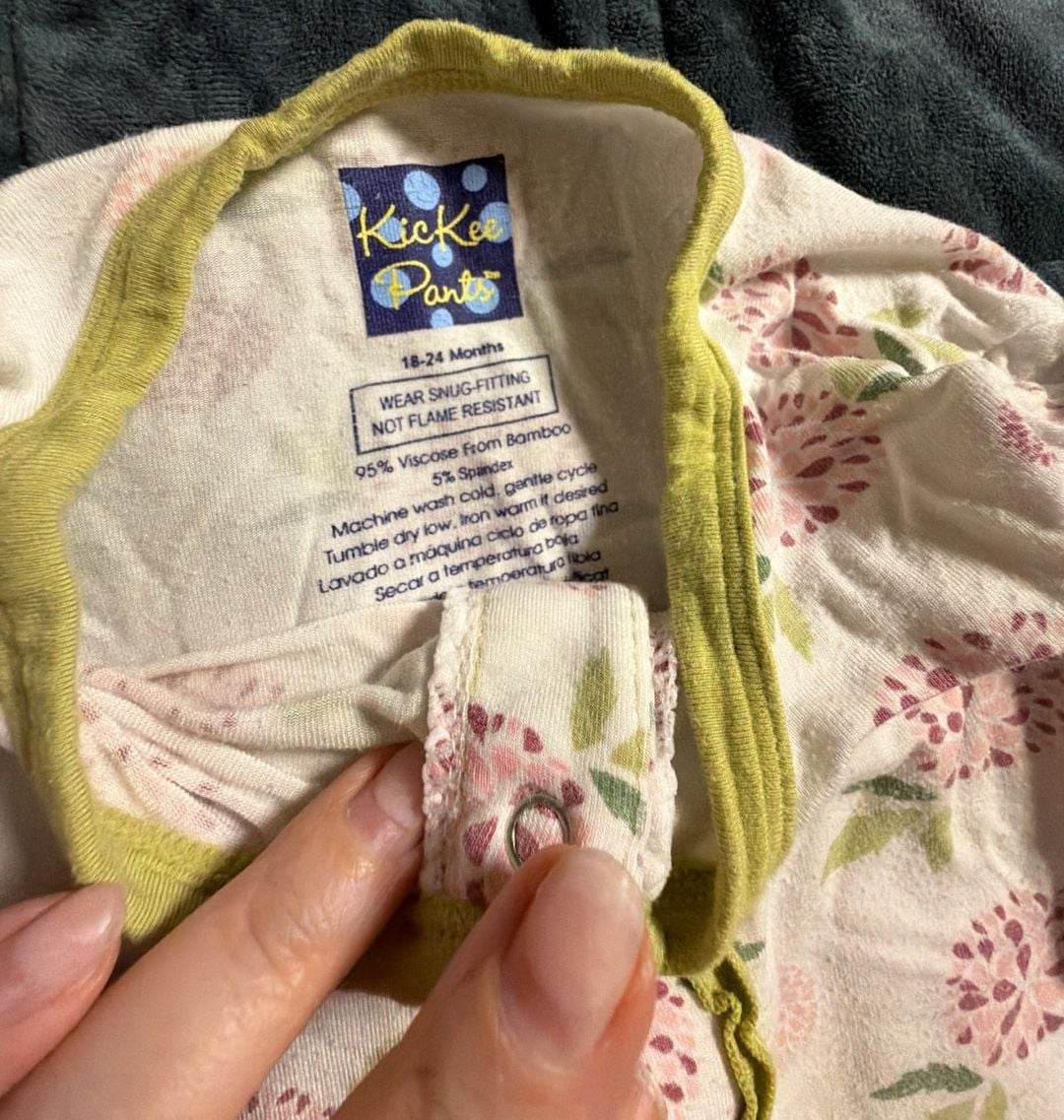 Kickee Pants Size 18-24 Months Floral Bamboo Pajamas with Grippy Soles 5