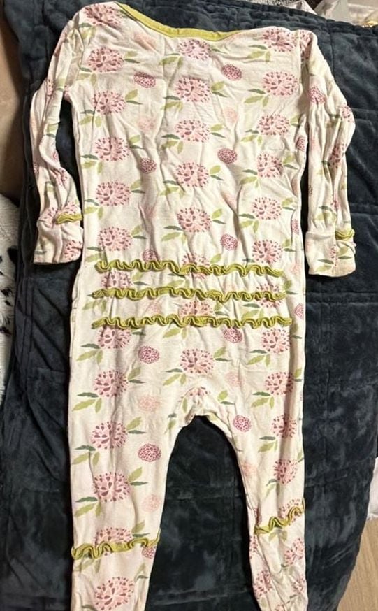 Kickee Pants Size 18-24 Months Floral Bamboo Pajamas with Grippy Soles 3